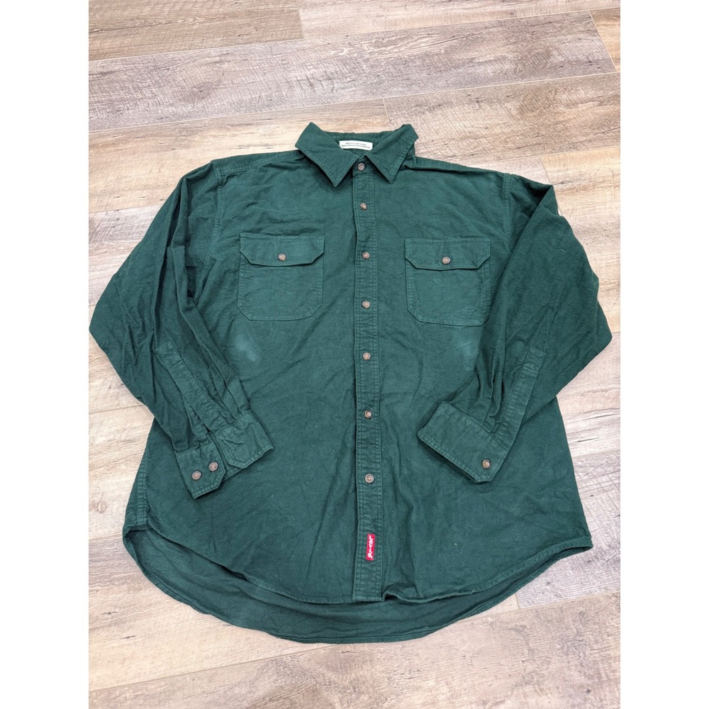 Levis Mens XL Forest Green Cotton Twill Long Sleeve Button Down  Shirt Chamois